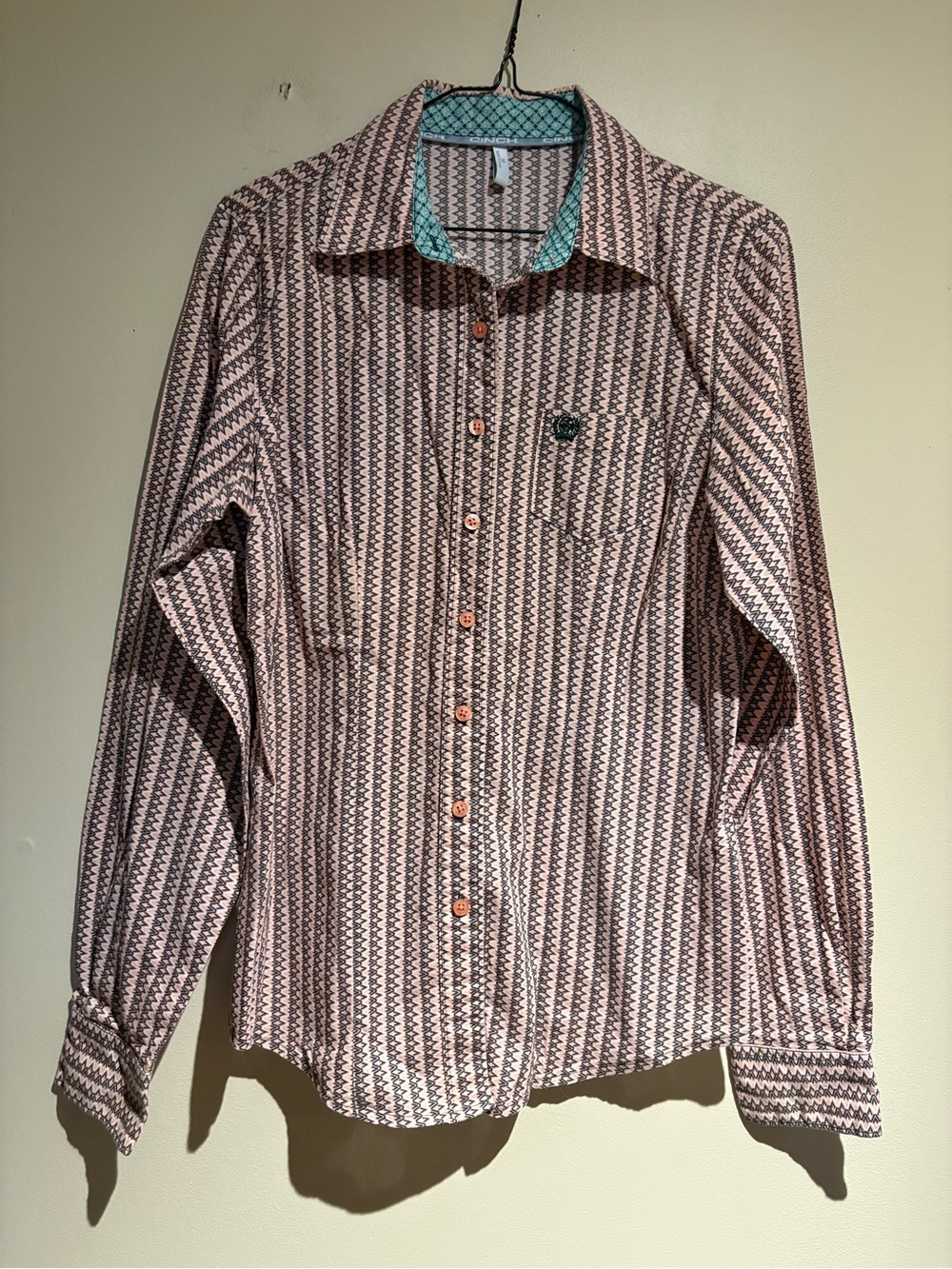 Cinch 100% Cotton Button Down Long Sleeve Shirt Western Country Rodeo Cowgirl M